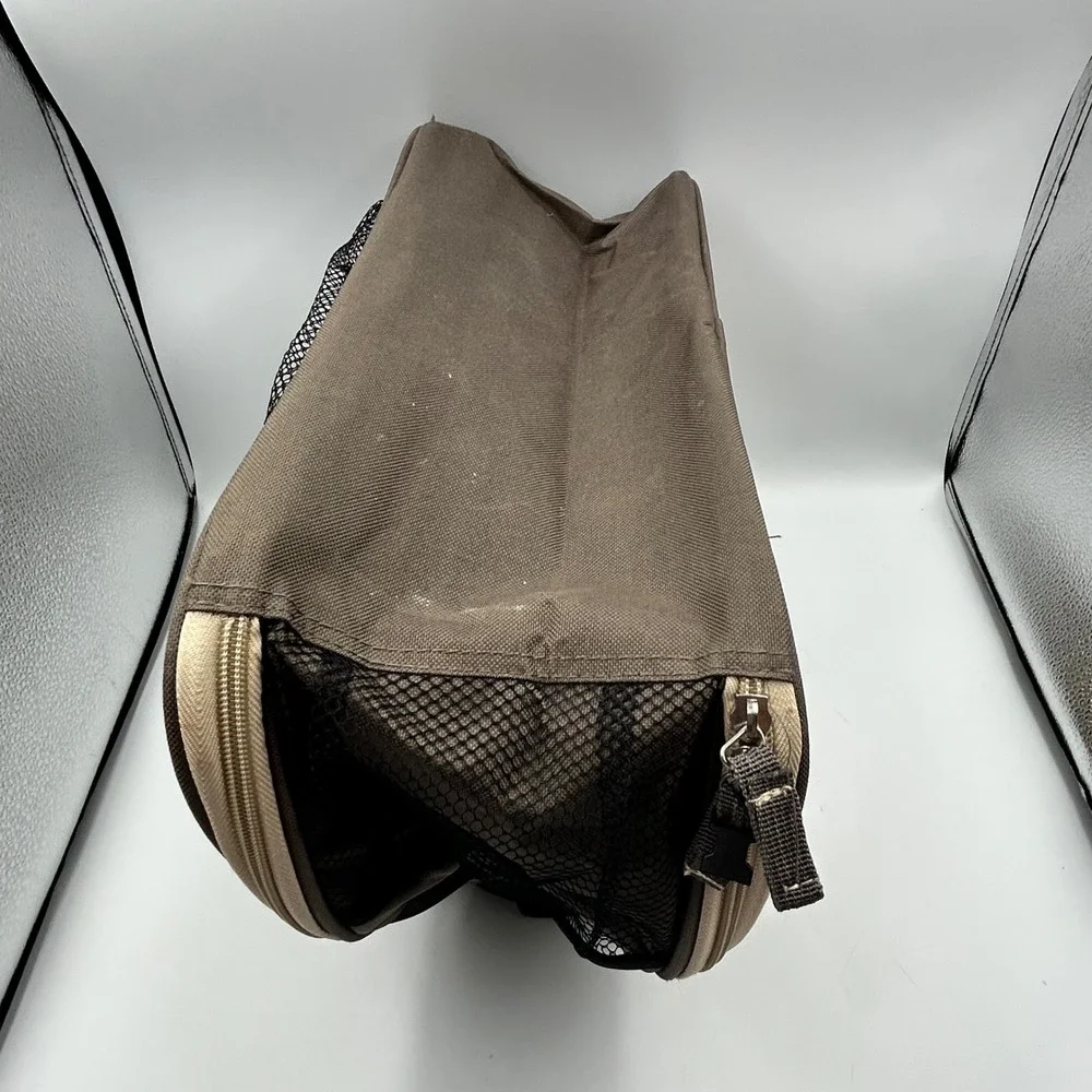 Bergan Comfort Carrier Taupe Small Pet Travel Bag Mesh Fleece Bed 16W x 12T x 8D